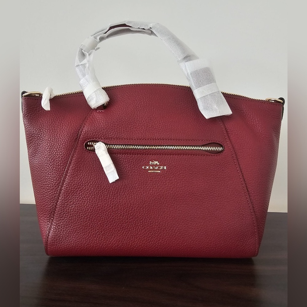 Coach top handle satchel bag in wine color